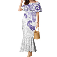 Aotearoa Maori Sea Animals Tribal Mermaid Dress Manta Ray and Shark Moko Pattern Purple Color LT03 Women Purple - Polynesian Pride