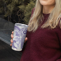 Aotearoa Maori Sea Animals Tribal Tumbler Cup Manta Ray and Shark Moko Pattern Purple Color