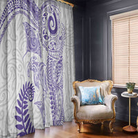 Aotearoa Maori Sea Animals Tribal Window Curtain Manta Ray and Shark Moko Pattern Purple Color