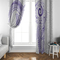 Aotearoa Maori Sea Animals Tribal Window Curtain Manta Ray and Shark Moko Pattern Purple Color