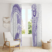 Aotearoa Maori Sea Animals Tribal Window Curtain Manta Ray and Shark Moko Pattern Purple Color