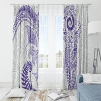 Aotearoa Maori Sea Animals Tribal Window Curtain Manta Ray and Shark Moko Pattern Purple Color