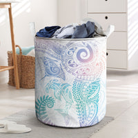 Aotearoa Maori Sea Animals Tribal Laundry Basket Manta Ray and Shark Moko Pattern Sweet Pastel LT03 Multicolor - Polynesian Pride