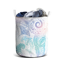 Aotearoa Maori Sea Animals Tribal Laundry Basket Manta Ray and Shark Moko Pattern Sweet Pastel LT03 - Polynesian Pride