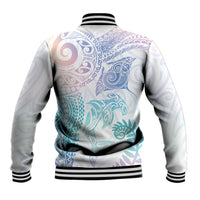 Aotearoa Maori Sea Animals Tribal Baseball Jacket Manta Ray and Shark Moko Pattern Sweet Pastel LT03 - Polynesian Pride