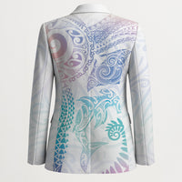 Aotearoa Maori Sea Animals Tribal Blazer Manta Ray and Shark Moko Pattern Sweet Pastel LT03 - Polynesian Pride