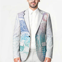 Aotearoa Maori Sea Animals Tribal Blazer Manta Ray and Shark Moko Pattern Sweet Pastel LT03 - Polynesian Pride