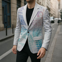 Aotearoa Maori Sea Animals Tribal Blazer Manta Ray and Shark Moko Pattern Sweet Pastel LT03 - Polynesian Pride