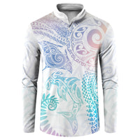 Aotearoa Maori Sea Animals Tribal Button Sweatshirt Manta Ray and Shark Moko Pattern Sweet Pastel LT03 Multicolor - Polynesian Pride