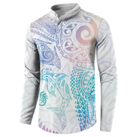 Aotearoa Maori Sea Animals Tribal Button Sweatshirt Manta Ray and Shark Moko Pattern Sweet Pastel LT03 - Polynesian Pride