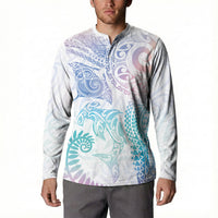 Aotearoa Maori Sea Animals Tribal Button Sweatshirt Manta Ray and Shark Moko Pattern Sweet Pastel LT03 - Polynesian Pride