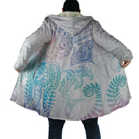 Aotearoa Maori Sea Animals Tribal Cloak Manta Ray and Shark Moko Pattern Sweet Pastel LT03 - Polynesian Pride