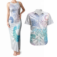Aotearoa Maori Sea Animals Tribal Couples Matching Tank Maxi Dress and Hawaiian Shirt Manta Ray and Shark Moko Pattern Sweet Pastel LT03 Multicolor - Polynesian Pride