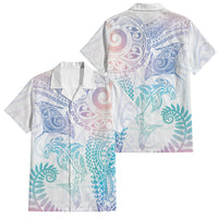 Aotearoa Maori Sea Animals Tribal Family Matching Mermaid Dress and Hawaiian Shirt Manta Ray and Shark Moko Pattern Sweet Pastel LT03 Dad's Shirt - Short Sleeve Multicolor - Polynesian Pride