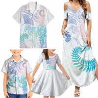 Aotearoa Maori Sea Animals Tribal Family Matching Summer Maxi Dress and Hawaiian Shirt Manta Ray and Shark Moko Pattern Sweet Pastel LT03 - Polynesian Pride