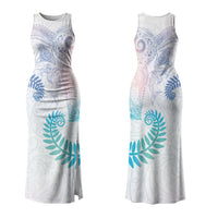 Aotearoa Maori Sea Animals Tribal Family Matching Tank Maxi Dress and Hawaiian Shirt Manta Ray and Shark Moko Pattern Sweet Pastel LT03 Mom's Dress Multicolor - Polynesian Pride