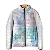 Aotearoa Maori Sea Animals Tribal Padded Jacket Manta Ray and Shark Moko Pattern Sweet Pastel LT03 - Polynesian Pride