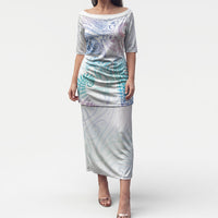 Aotearoa Maori Sea Animals Tribal Puletasi Manta Ray and Shark Moko Pattern Sweet Pastel LT03 Long Dress Multicolor - Polynesian Pride