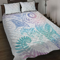 Aotearoa Maori Sea Animals Tribal Quilt Bed Set Manta Ray and Shark Moko Pattern Sweet Pastel LT03 Multicolor - Polynesian Pride