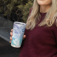Aotearoa Maori Sea Animals Tribal Tumbler Cup Manta Ray and Shark Moko Pattern Sweet Pastel