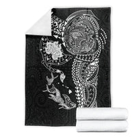 Hawaiian Manta Ray Tribal Blanket Polynesian Art Motifs Black Color