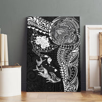 Hawaiian Manta Ray Tribal Canvas Wall Art Polynesian Art Motifs Black Color