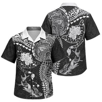 Hawaiian Manta Ray Tribal Family Matching Short Sleeve Bodycon Dress and Hawaiian Shirt Polynesian Art Motifs Black Color LT03 Son's Shirt Black - Polynesian Pride