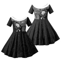 Hawaiian Manta Ray Tribal Family Matching Summer Maxi Dress and Hawaiian Shirt Polynesian Art Motifs Black Color LT03 Daughter's Dress Black - Polynesian Pride