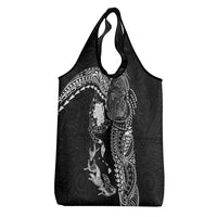 Hawaiian Manta Ray Tribal Grocery Bag Polynesian Art Motifs Black Color LT03 - Polynesian Pride