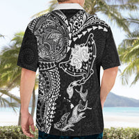 Hawaiian Manta Ray Tribal Hawaiian Shirt Polynesian Art Motifs Black Color