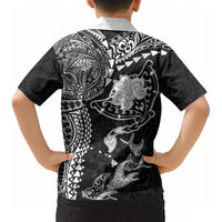 Hawaiian Manta Ray Tribal Kid Hawaiian Shirt Polynesian Art Motifs Black Color LT03 - Polynesian Pride