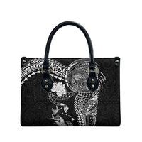 Hawaiian Manta Ray Tribal Leather Bag Polynesian Art Motifs Black Color LT03 - Polynesian Pride