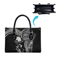 Hawaiian Manta Ray Tribal Leather Bag Polynesian Art Motifs Black Color LT03 - Polynesian Pride