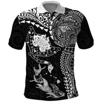 Hawaiian Manta Ray Tribal Polo Shirt Polynesian Art Motifs Black Color LT03 Black - Polynesian Pride