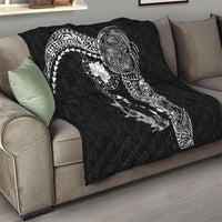 Hawaiian Manta Ray Tribal Quilt Polynesian Art Motifs Black Color