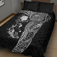 Hawaiian Manta Ray Tribal Quilt Bed Set Polynesian Art Motifs Black Color LT03 - Polynesian Pride