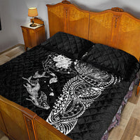 Hawaiian Manta Ray Tribal Quilt Bed Set Polynesian Art Motifs Black Color LT03 - Polynesian Pride