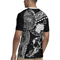 Hawaiian Manta Ray Tribal Rugby Jersey Polynesian Art Motifs Black Color LT03 - Polynesian Pride