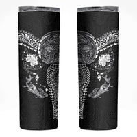 Hawaiian Manta Ray Tribal Skinny Tumbler Polynesian Art Motifs Black Color