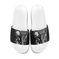 Hawaiian Manta Ray Tribal Slide Sandals Polynesian Art Motifs Black Color LT03 Black - Polynesian Pride