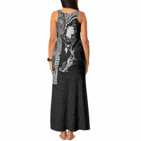 Hawaiian Manta Ray Tribal Tank Maxi Dress Polynesian Art Motifs Black Color LT03 - Polynesian Pride