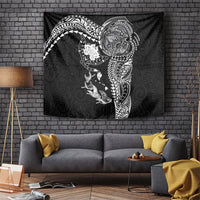 Hawaiian Manta Ray Tribal Tapestry Polynesian Art Motifs Black Color
