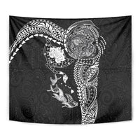Hawaiian Manta Ray Tribal Tapestry Polynesian Art Motifs Black Color