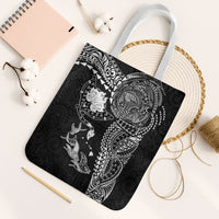 Hawaiian Manta Ray Tribal Tote Bag Polynesian Art Motifs Black Color LT03 White Strap One Size Black - Polynesian Pride