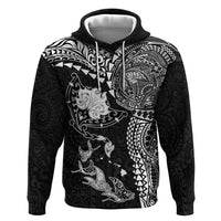 Hawaiian Manta Ray Tribal Zip Hoodie Polynesian Art Motifs Black Color LT03 Pullover Hoodie Black - Polynesian Pride
