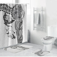 Hawaiian Manta Ray Tribal Bathroom Set Polynesian Art Motifs White Color