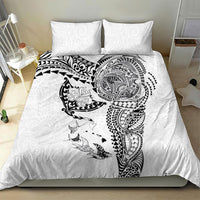 Hawaiian Manta Ray Tribal Bedding Set Polynesian Art Motifs White Color LT03 - Polynesian Pride