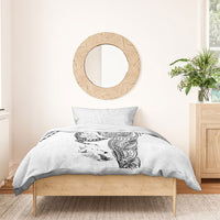 Hawaiian Manta Ray Tribal Bedding Set Polynesian Art Motifs White Color LT03 - Polynesian Pride