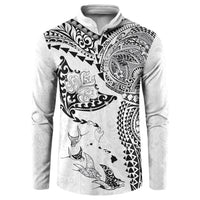 Hawaiian Manta Ray Tribal Button Sweatshirt Polynesian Art Motifs White Color LT03 White - Polynesian Pride