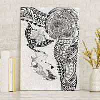 Hawaiian Manta Ray Tribal Canvas Wall Art Polynesian Art Motifs White Color